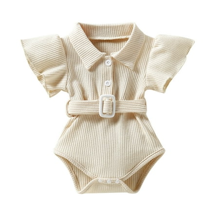 

Akiihool Summer Baby Girl Clothes Little Planet Baby Organic Cotton Gauze Overall Jumpsuit (Beige 12-18 Months)