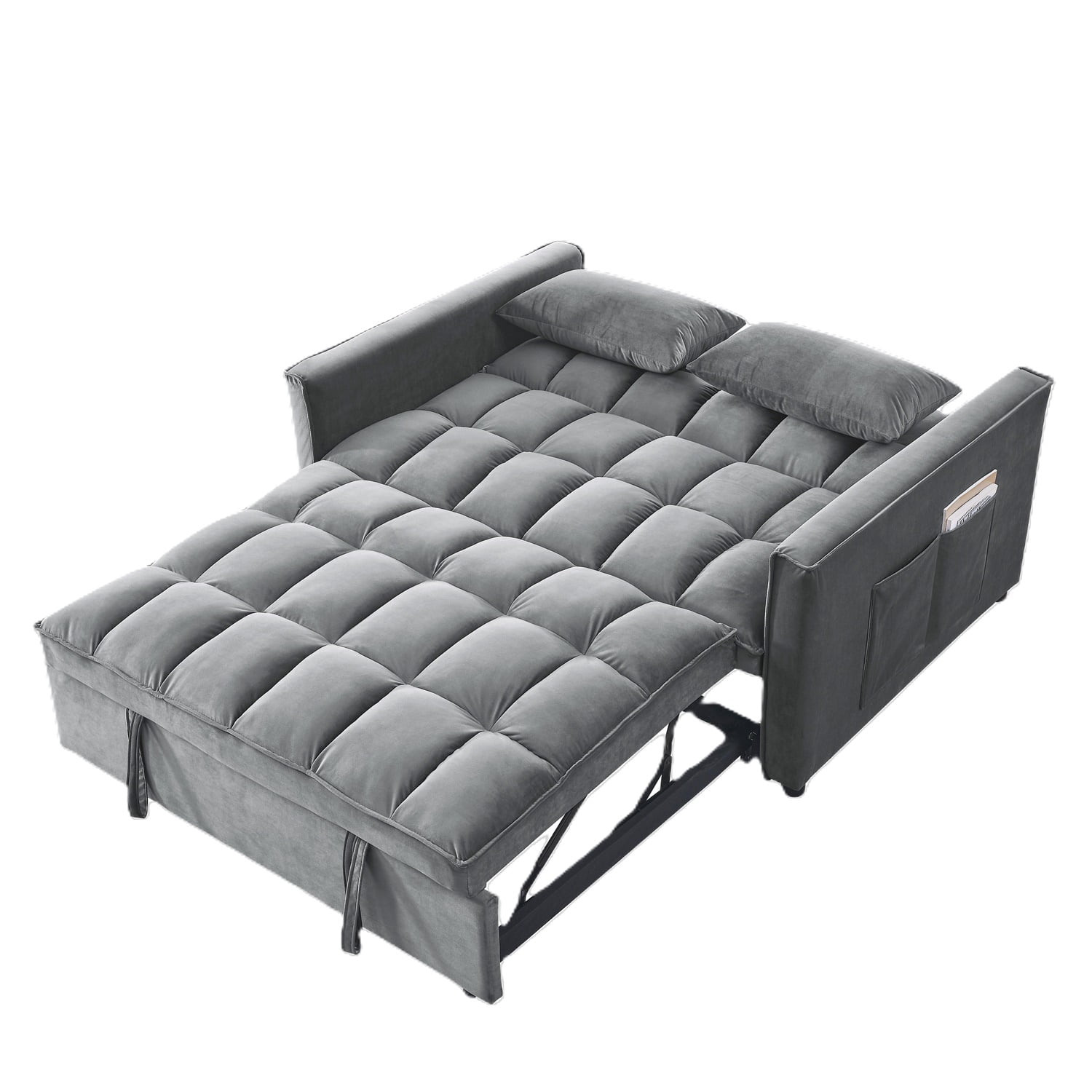Hommoo 3 in 1 Convertible Pull Out Sofa Bed, Loveseat Sleeper Sofa, Gray