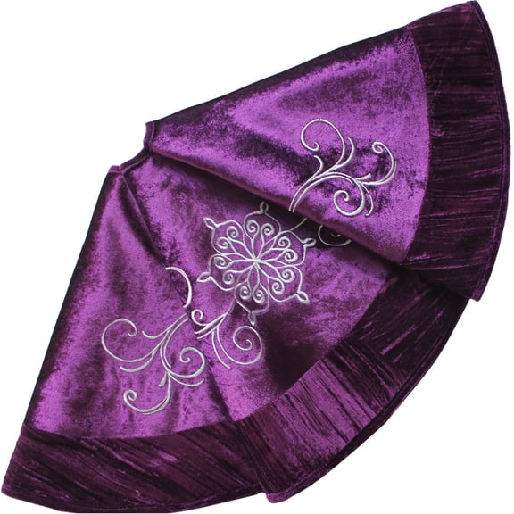 90cm Purple Embroidered Decorative Tree Skirt Christmas Tree Base Decorations