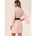 thumbnail image 4 of DARING DIVA Elegant Slit Sleeve Button Down Work Belted Blazer Dress S Pink, 4 of 6