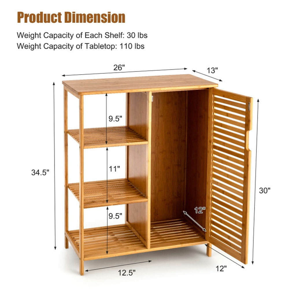 Finihen Bathroom Storage Cabinet, Bathroom Floor Cabinet, Bamboo Bathroom Storage Cabinet with Single Door, for Bathroom, Living Room, Bedroom, Kitchen, Natural Finihen Bathroom Storage Cabinet, Bathroom Floor Cabinet, Bamboo Bathroom Storage Cabinet with Single Door, for Bathroom, Living Room, Bedroom, Kitchen, Natural