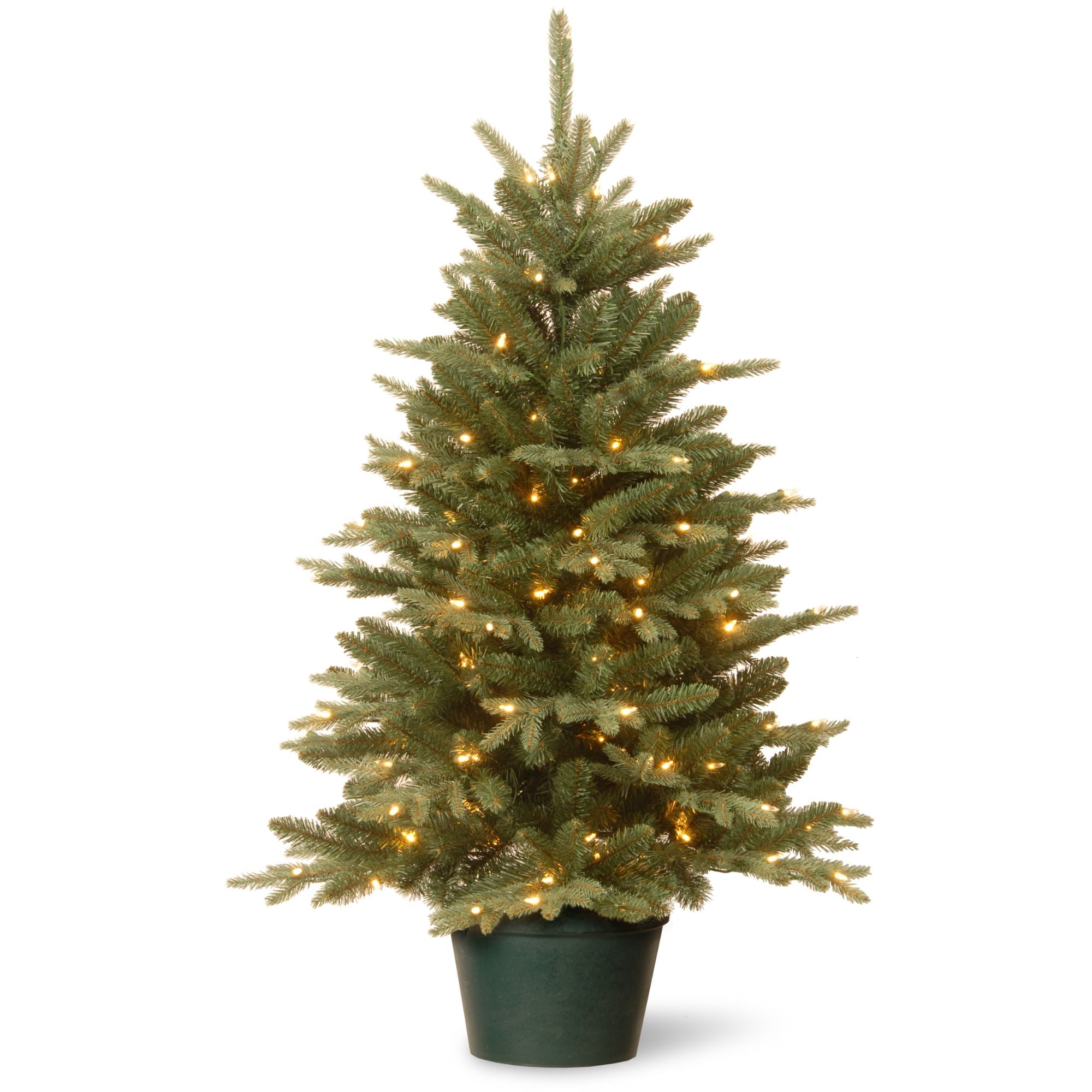 Details about   3 Foot Pre-Lighted Evergreen Christmas Tree With Designer Bow & 100 Clear Lights 