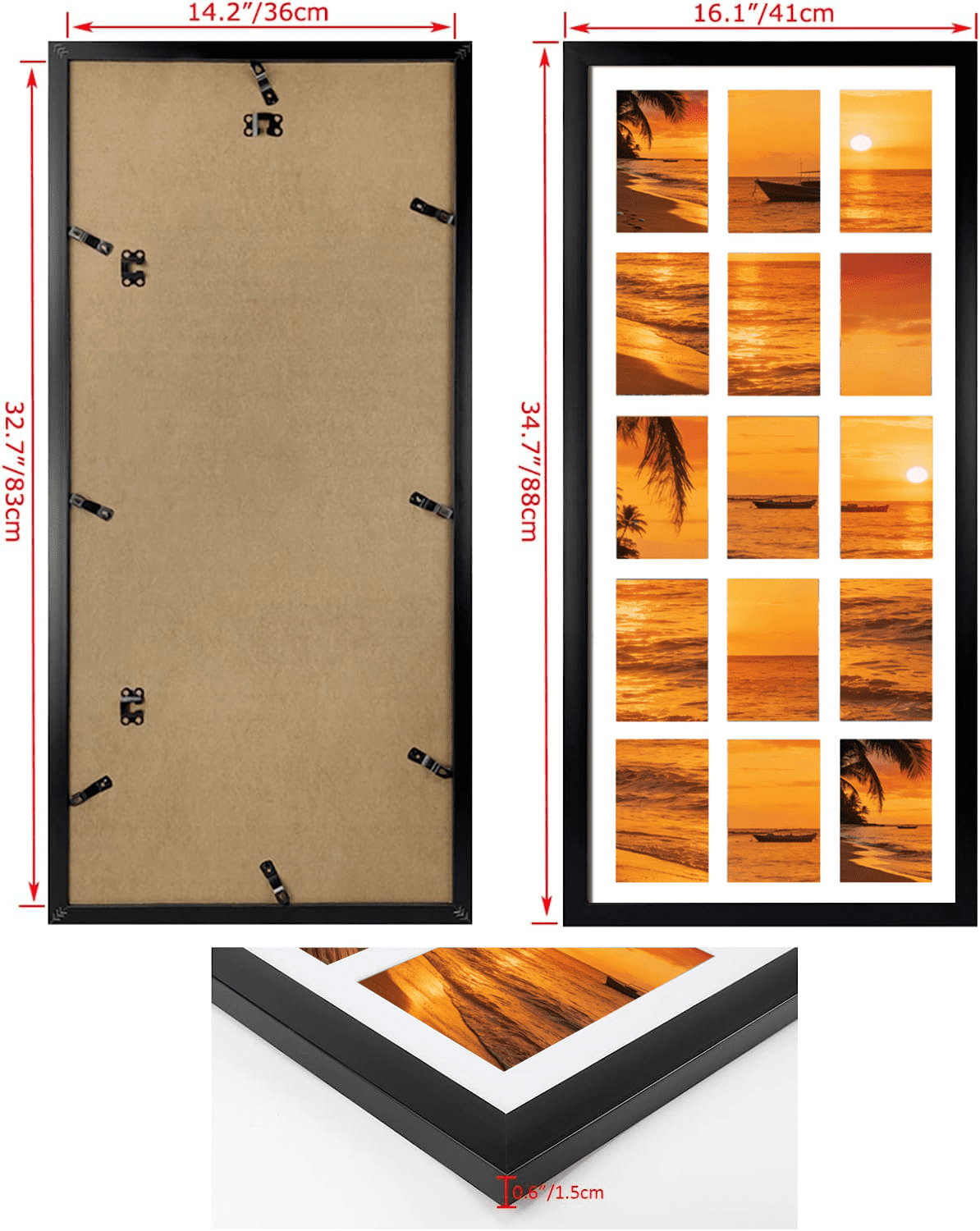 15 Opening 4x6 Collage Picture Frames Set of 2 for Wall Mounted