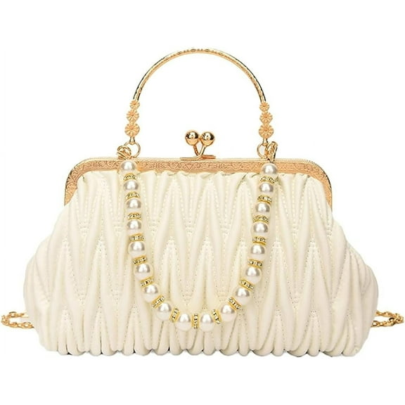 Kukuzhu Womens Clutch Purse Pearl Evening Bag Envelope Evening Bridal Wedding Party Club Purses Crossbody Handbags