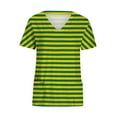 thumbnail image 4 of Snoarin Summer Plus Size Work Tops for Women Tops Short Sleeve V-neck Tops Working Uniform Stripe Print With Three Pockets Blouse Work Uniforms for Women on Clearance, 4 of 5
