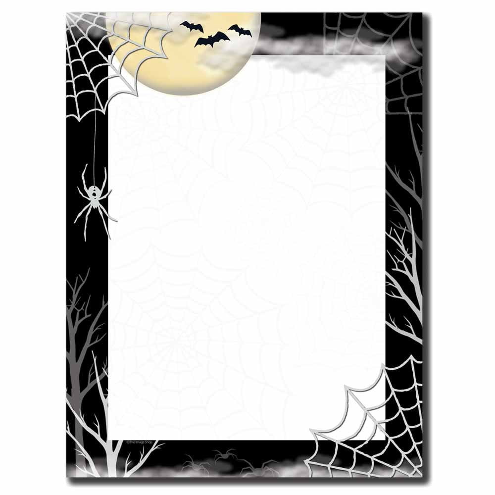 Image Shop Creepy Web Halloween Letterhead Laser & Inkjet Printer Paper (100pk),Black, White, Yellow