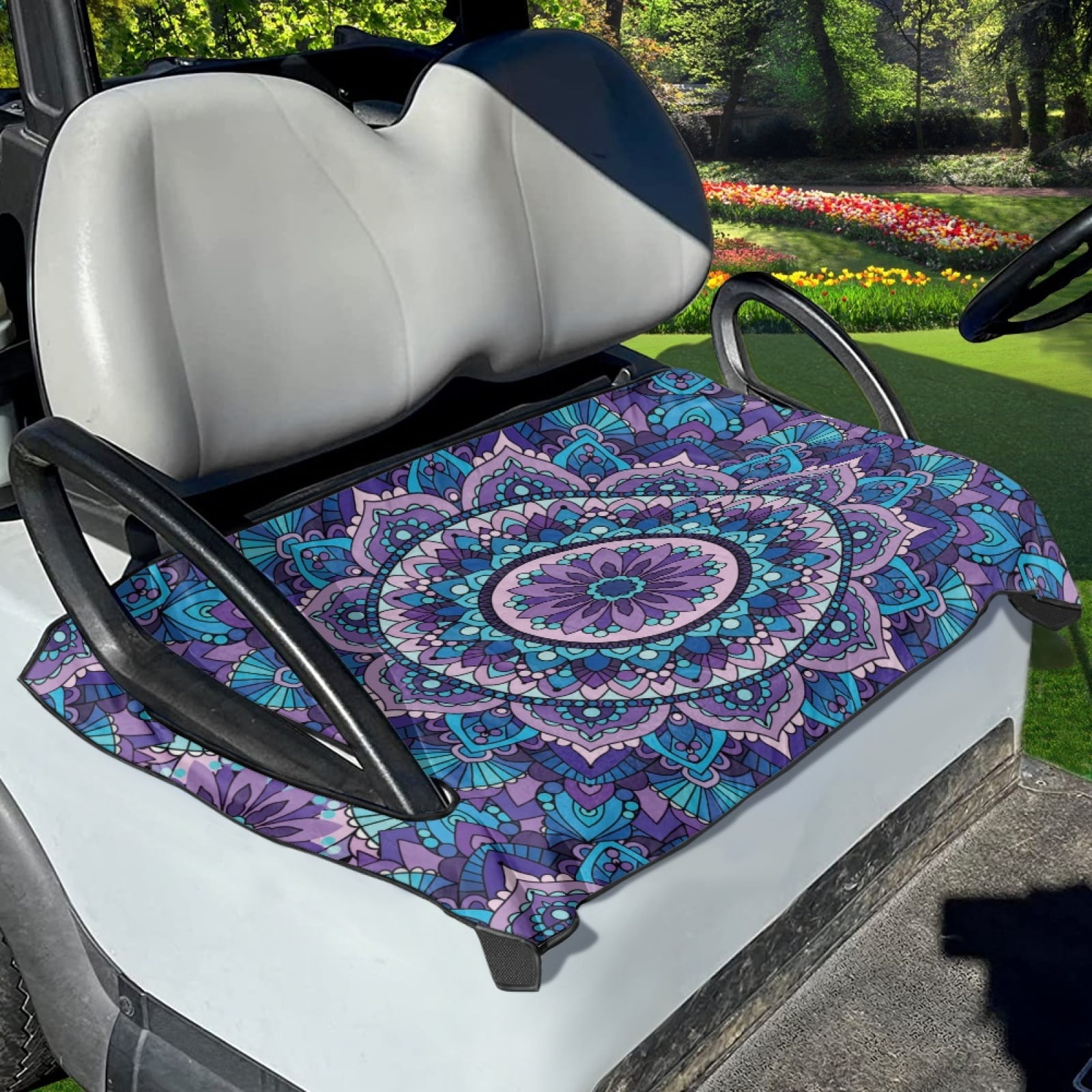 Xoenoiee Bohemian Mandala Pattern Golf Cart Seat Covers, Club Car Seat