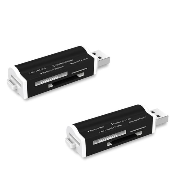 4 in 1 Mini Portable USB SD Card Reader with Dust Cap,USB Type C to Micro SD Card Adapter,Memory Card Reader for Micro-SD/MS/M2,Universal High Speed to SD Card Adapter (Black 2 Pcs)
