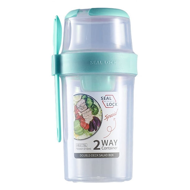 Contenedor de taza coctelera for ensalada for almuerzo, desayuno, yogur, parfait, tazas con tapa y tenedor