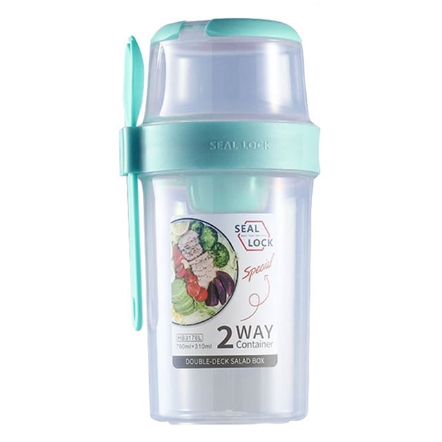 Contenedor de taza coctelera for ensalada for almuerzo, desayuno, yogur, parfait, tazas con tapa y tenedor