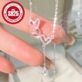thumbnail image 2 of SUSOLA S925 Sterling Silver Heart Tassel Necklace, Hypoallergenic Clavicle Chain with Cubic Zirconia, Perfect for Mother's Day, Valentine's Day, Weddings, and Daily Wear, 3.5g, Blingbling, Cute, 2 of 8