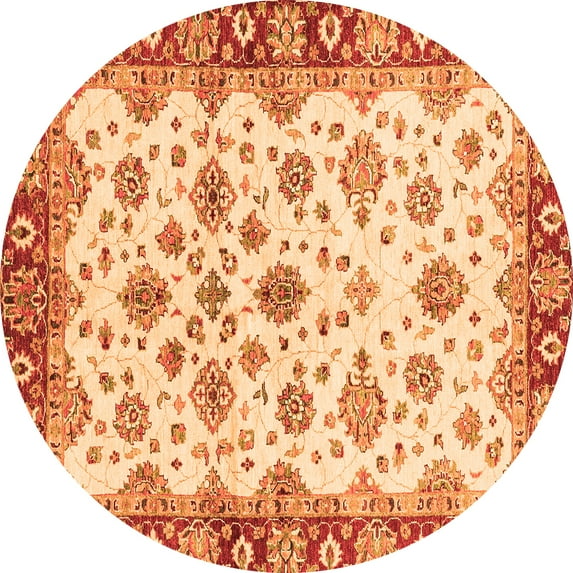 Ahgly Company Indoor Round Oriental Orange Traditional Area Rugs, 6' Round