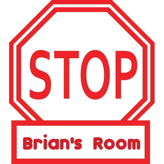 Stop Sign Warning Signage Customized Wall Decal - Custom Vinyl Wall Art - Personalized Name - Baby Girls Boys Kids Nursery Bedroom Wall Decal Room Decor Wall Stickers Decoration Size (20x20 inch)