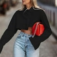 thumbnail image 6 of Aunavey Women Button Turn Down Collar Cropped Shirt Long Sleeve Loose Aesthetic Irregular Blouse Tee Top, 6 of 8