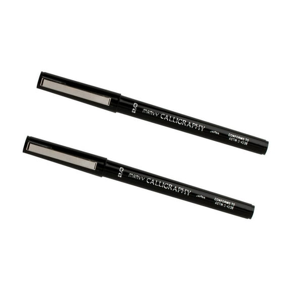 Marvy Uchida Calligraphy Pens, 2.0 mm, Black, 2/Pack