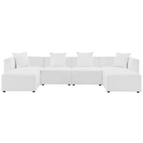 Modway Saybrook 6-Piece Fabric Outdoor Patio Sectional Sofa in White