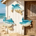 thumbnail image 7 of Summer Coastal Wall Decor,12" Round Beach Blue Wall Art Sea Turtle Surfboard Seahorse Starfish Seashell Wall Hanging,Conches Crabs Sea Life Decor for Bedroom Home, 7 of 7