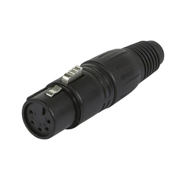 Monoprice 5-Pin Female DMX Connector - Black | Anodized Aluminum With A Plastic Cap, Rubber Strain Relief Boot, And Lock Release Button.