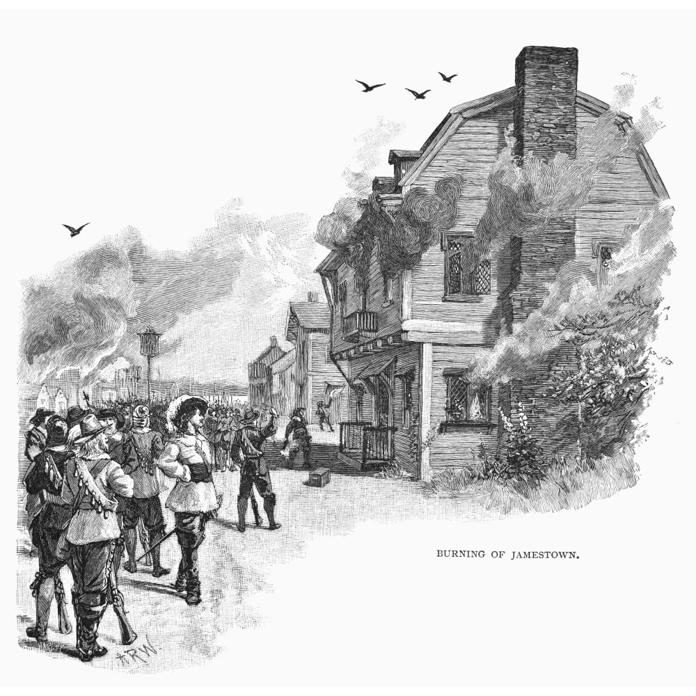 Bacon'S Rebellion, 1676. /Nnathaniel Bacon And His Followers Burning