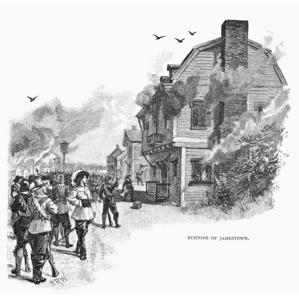 Bacon'S Rebellion, 1676. /Nnathaniel Bacon And His Followers Burning