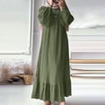 thumbnail image 6 of Quixlent Women Dress Round Neck Puff Long Sleeve Loose Fit Maxi Dress with Layered Ruffle Hem Puff Sleeves Holiday Wear, 6 of 8