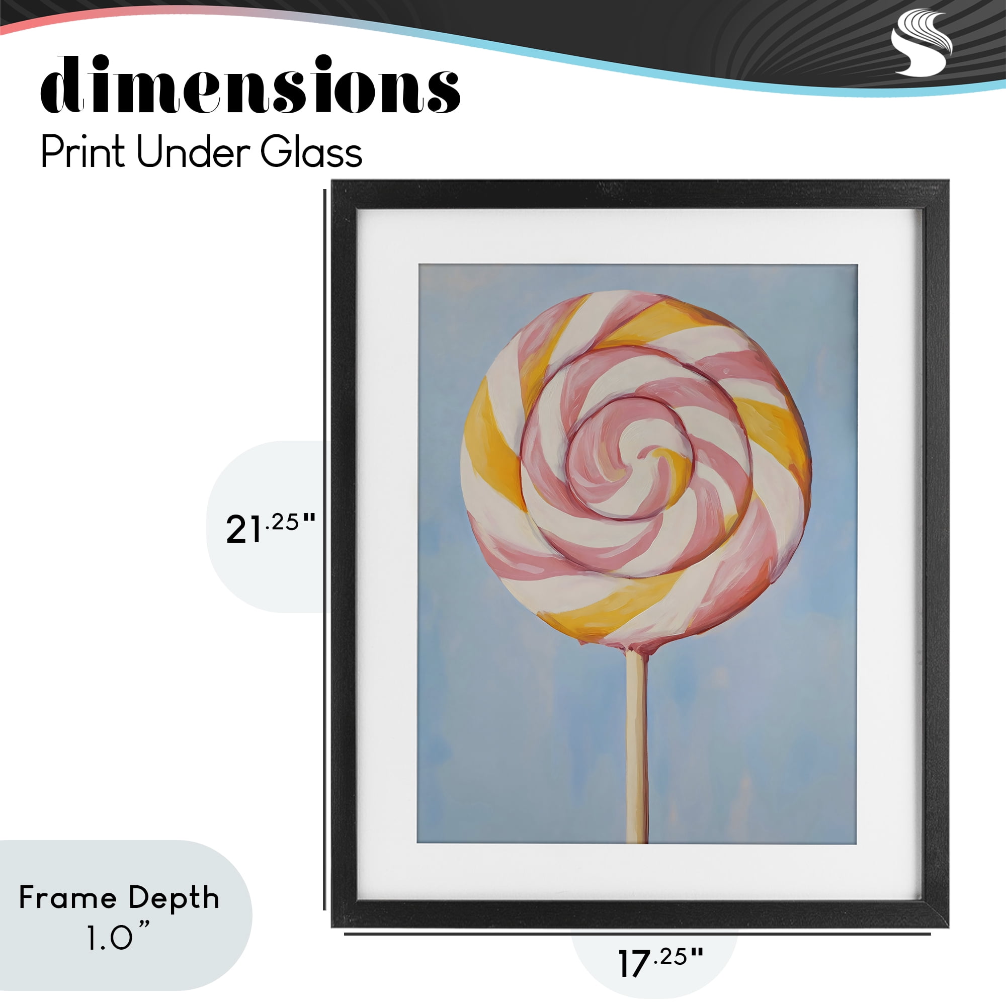Stupell Industries Lollipop with Pink & Orange Swirl Black Framed Print Under Glass, design by The Prints Vibe
