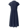 thumbnail image 6 of Dresses For Women 2023 Formal Button Up Shirt Dress Cotton Dress Long Dresses With Pockets Blue XXL, 6 of 6
