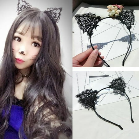 Fashion Women Girls Kids New Lace Cat Ear Headband Hairband Costume Fancy Cosplay