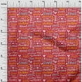 thumbnail image 3 of oneOone Tissu en Coton Rouge Cambrique Texte Matériel de Couture Imprimé Tissu au Mètre 56 Pouces de Large, 3 of 5