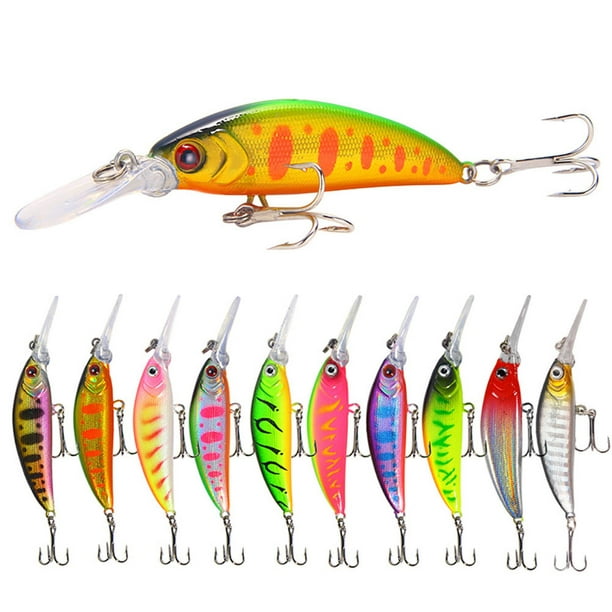 EDTara 10pcs 7cm/5.7g Minnow Hard Fishing Lures Long Casting Fake Bait  Fishing Gears For Bass Salmon Pikes Trout 