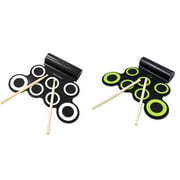 Electronic Roll Up Drum Pad Portable Rechargeable Drum Headphone Built-in Dual Speaker Drum Pedals Sticks