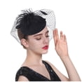 thumbnail image 2 of Fascinators Hats 20s 50s Hat Pillbox Hat Cocktail Tea Party Headwear with Veil for Girls and Women Black, 2 of 3