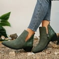 thumbnail image 4 of Mepaouo Western Ankle Bootie Womens Suede Stacked Heel Chelsea Slip on Short Boots with Zipper(Green,6.5), 4 of 9