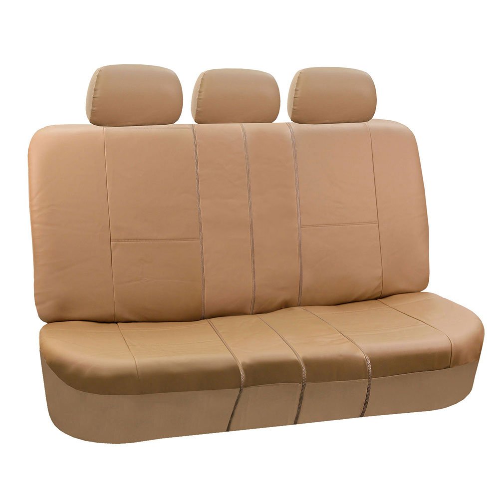 FH Group PU002TAN013 Tan Faux Leather Split Bench Car Seat Cover
