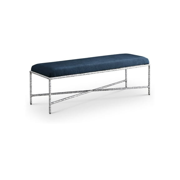 Meridian Furniture Valley Navy Chenille Fabric Bench