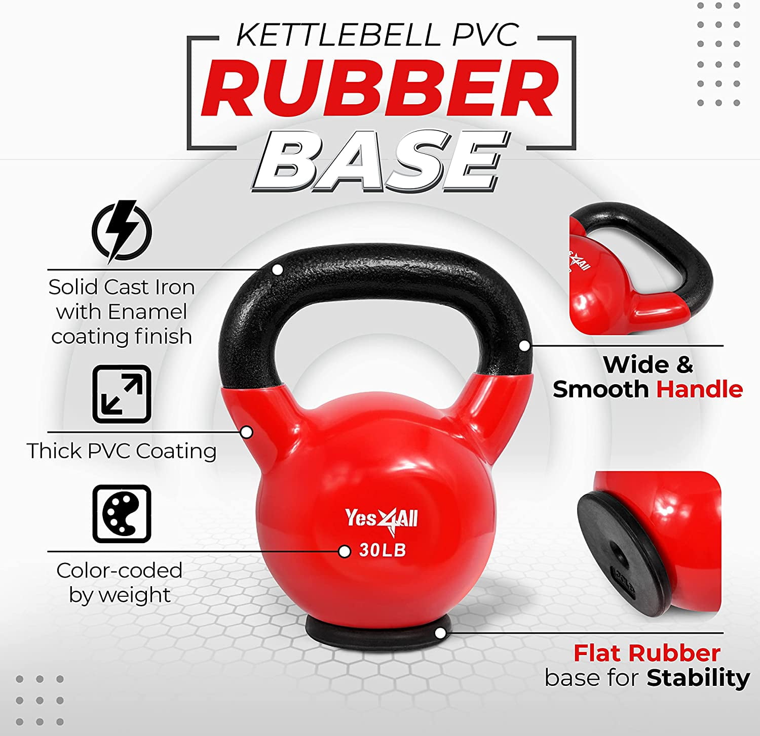 Kettlebell Sunny - Revêtement Vinyle - Fonte Qualité Supérieure