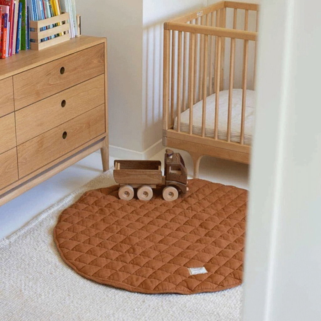 ZUARFY Baby Cotton Play Mat Solid Color Round Soft Breathable Crawling Pad for Children
