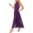 thumbnail image 4 of MONO ELEGANTE PARA MUJER con cuello halter, sin mangas, elegante, formal, de pierna ancha, color púrpura oscuro, 4 of 6