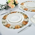 thumbnail image 4 of 15.4" Round Placemat Set of 1 Polyester Fabric Place Mats Non-Slip Dining Kitchen Table Mats for Kitchen Party Decor Pumpkin Wreath Pattern, 4 of 5
