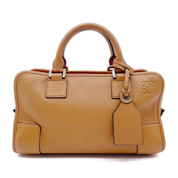 Pre-Owned LOEWE Amazona 28 Handbag, Leather & Canvas, Brown, Women's