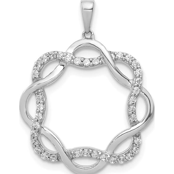 14K White Gold 1/5Ct. Diamond Twisted Pendant Made In India pm4738-020-wa