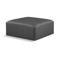 Meridian Furniture Cube Charcoal Grey Vegan Leather Ottoman