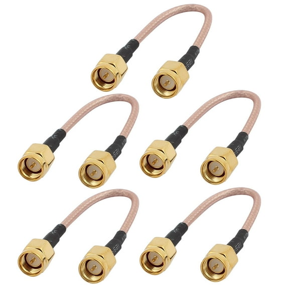 5 Pcs Gold SMA Male to SMA Male Adapter Connector RG316 Coaxial Cable 10cm
