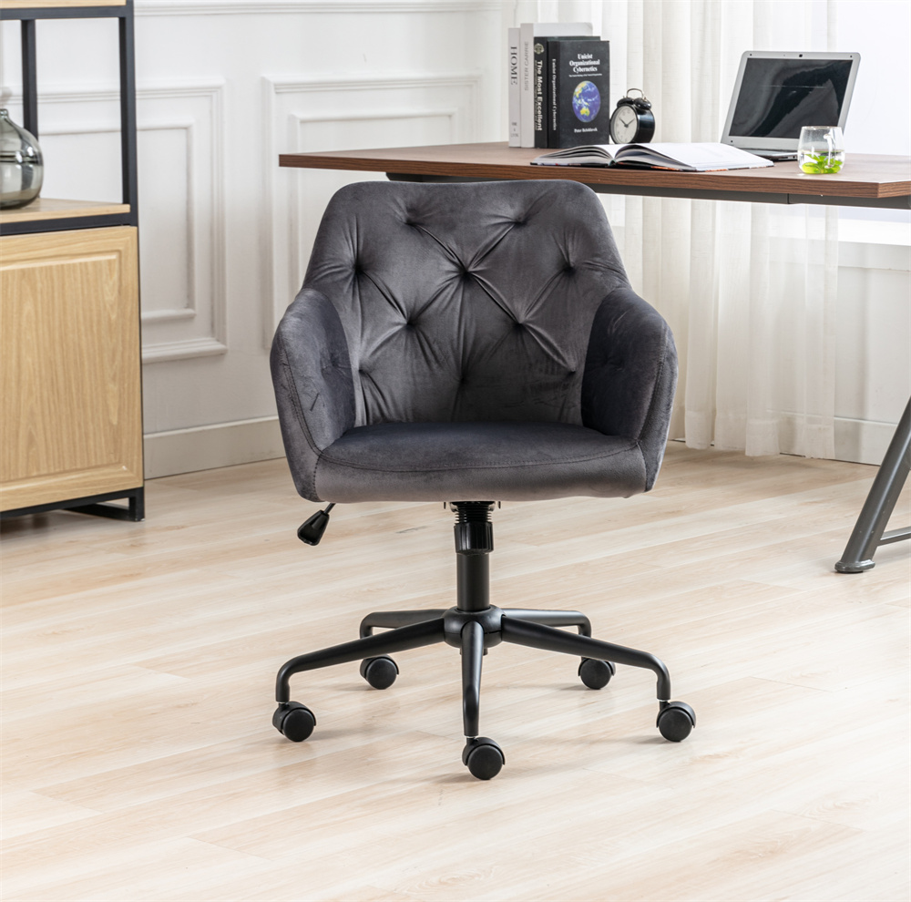 Velvet Swivel Home Office Chair, Modern Tufted Upholstered Chair with ...