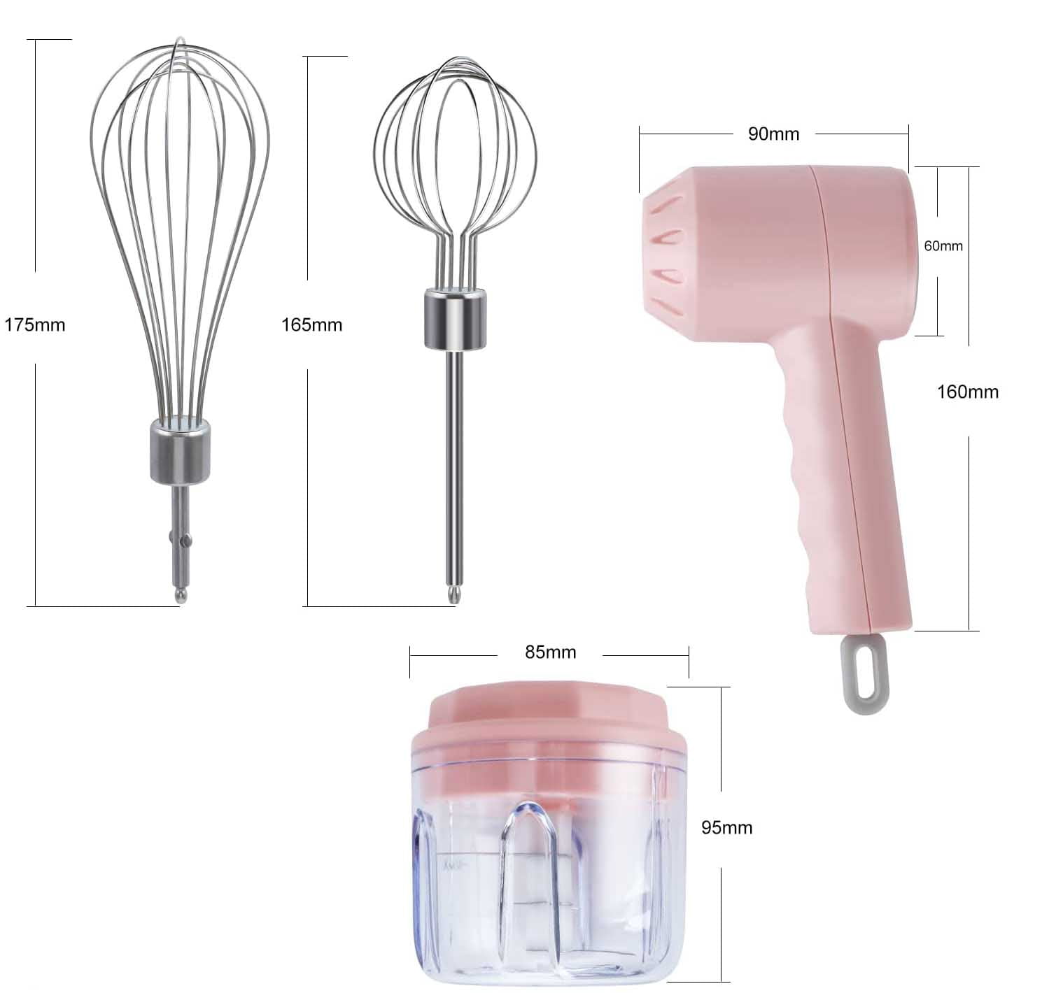 LNGOOR 3 in 1 3-Speed Electric Hand Mixer Wireless Food Chopper