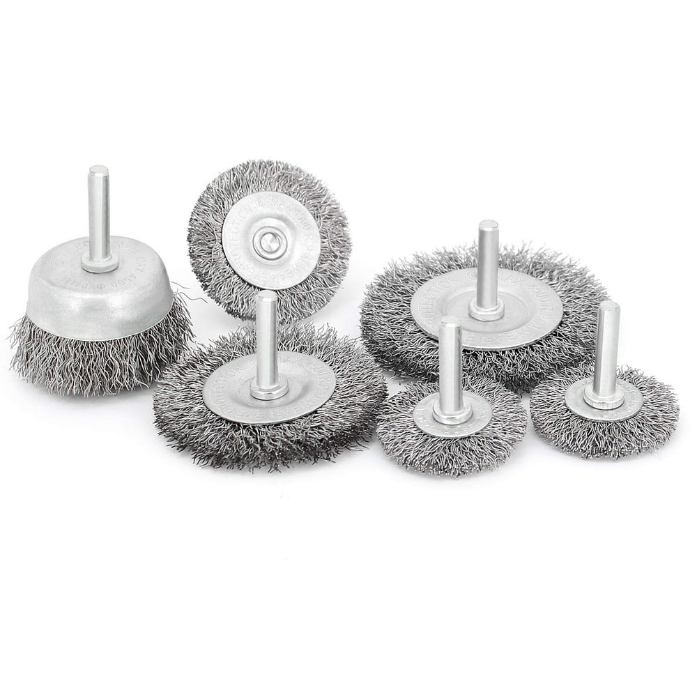 6 Pcs Wire Wheel Cup Brush Set,1/4In Round Shank Wire Brush for Drill Attachment, for Cleaning