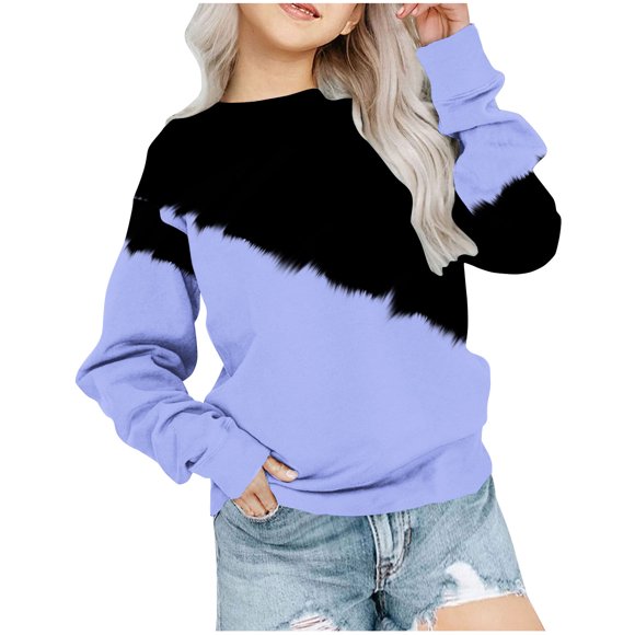 Baby Hoodies Sale Girls Crewneck Oversized Sweatshirt Kids Fashion Long Sleeve Pullover Tops 1-12 Years Baby Sweatshirt Pullover Blue 7-8T