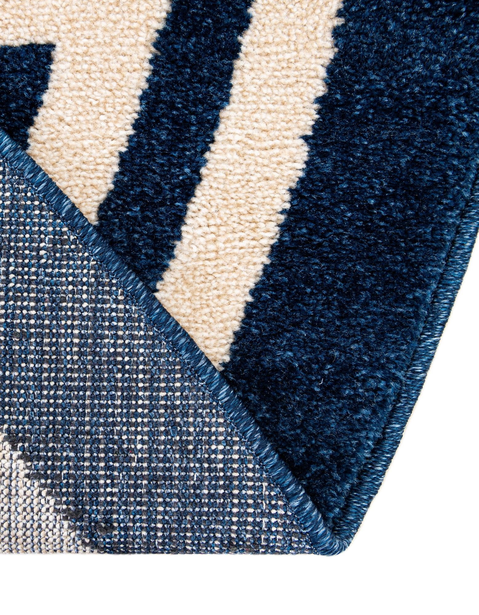 Unique Loom Athens Collection Area Rug - Geometric (6' 1" Round Dark Blue/Beige)