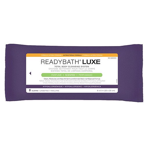 Medline ReadyBath Luxe Antibacterial Body Bathing Cloth, Scented, 8 ea