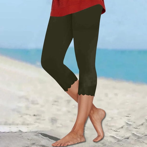 MKLEKYY Vestido deportivo para mujer, pantalones casuales con ribete de encaje, capris para el hogar, ocio, primavera y verano, pantalones cómodos y elegantes.